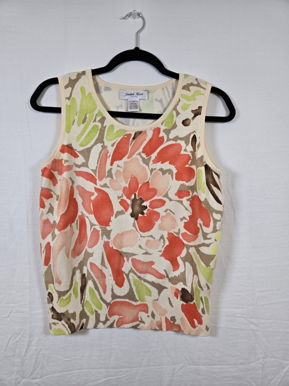 Judith Hart Coral Floral Knit Tank Top